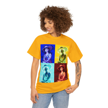 LADY IN SUN HAT (a Warhol Interpretation) - Airt on a Shirt  - Unisex Heavy Cotton Tee - AUS