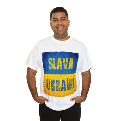 "SLAVA UKRAINI" FLAG - Unisex Heavy Cotton Tee