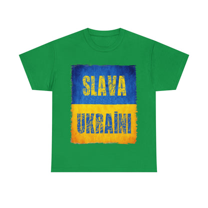 "SLAVA UKRAINI" FLAG - Unisex Heavy Cotton Tee