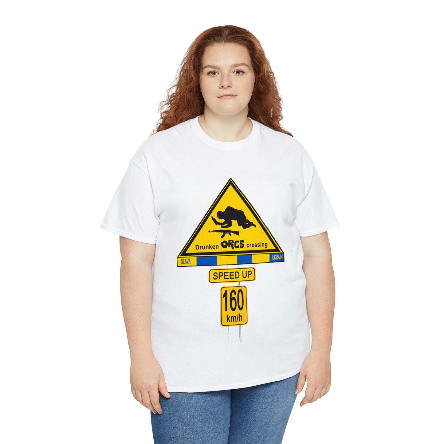 DRU**** ORCS CROSSING UKRAINE SUPPORTER T-SHIRT - Unisex Heavy Cotton Tee - AUS