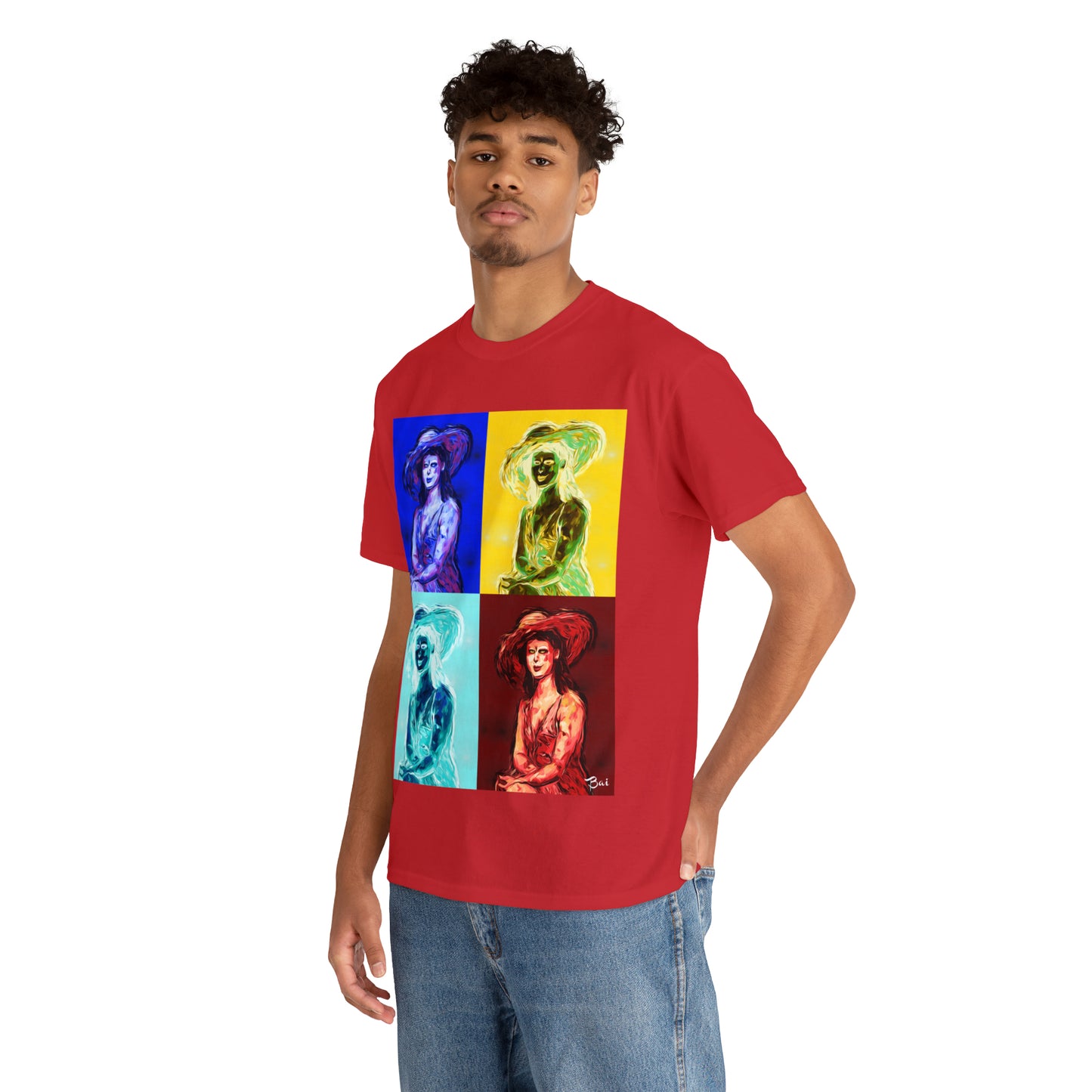 LADY IN SUN HAT (a Warhol Interpretation) - Airt on a Shirt  - Unisex Heavy Cotton Tee - AUS