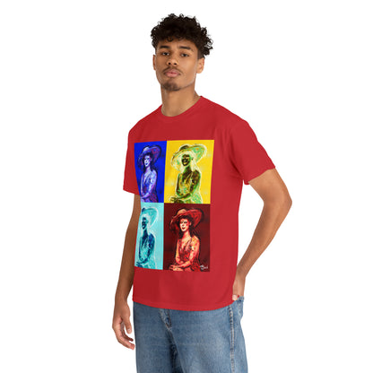 LADY IN SUN HAT (a Warhol Interpretation) - Airt on a Shirt  - Unisex Heavy Cotton Tee - AUS