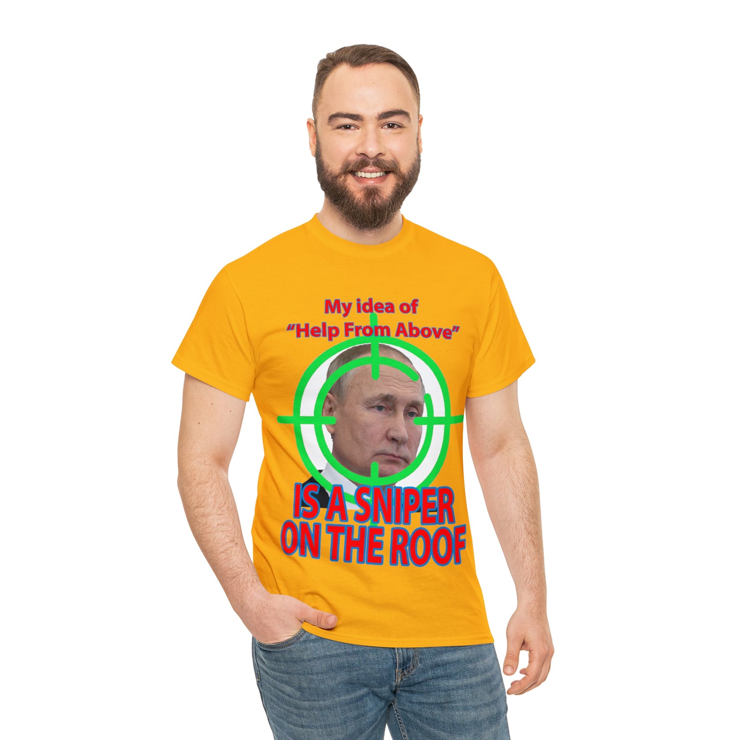 Help from Above SNIPER ON THE ROOF - Funny Unisex Heavy Cotton Tee - AUS