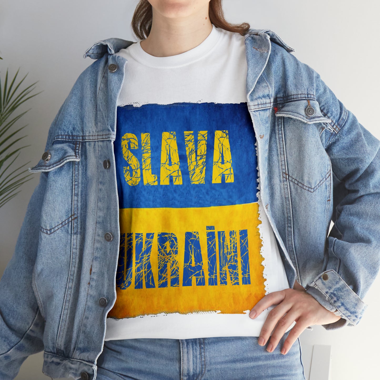 "SLAVA UKRAINI" FLAG - Unisex Heavy Cotton Tee