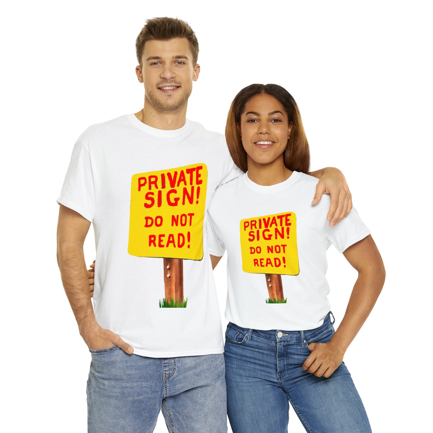 PRIVATE SIGN! DO NOT READ! Silly Sign - Unisex Heavy Cotton Tee - AUS