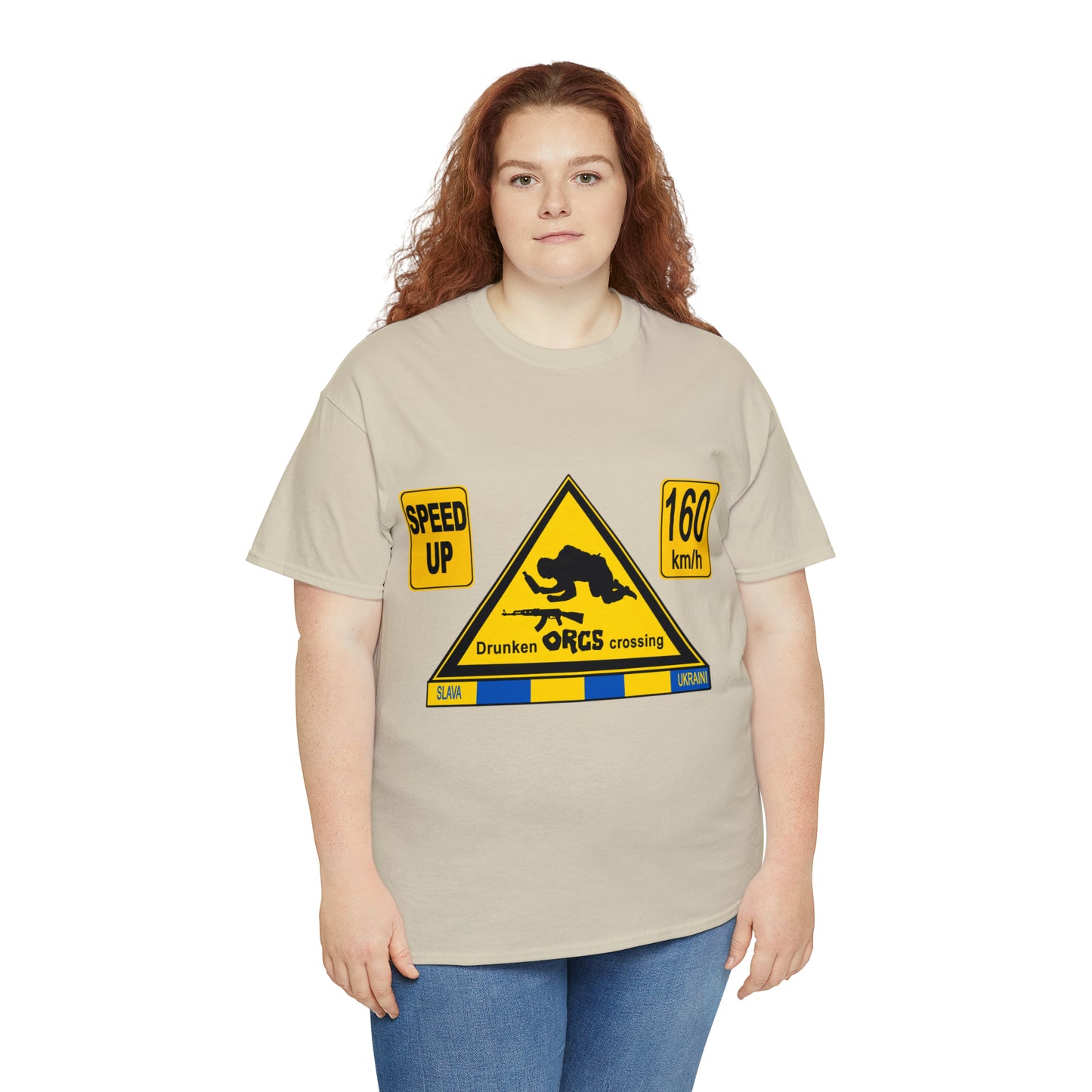 DRU**** ORCS CROSSING - 160 Km/h/SPEED UP - Unisex Heavy Cotton Tee - AUS