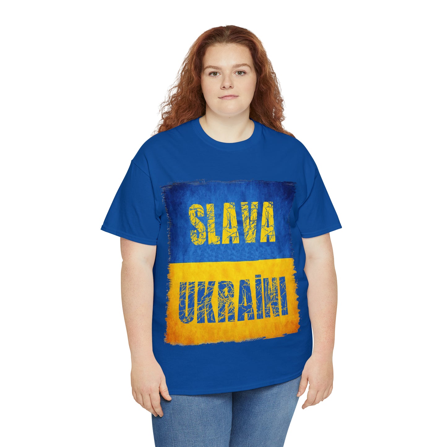 "SLAVA UKRAINI" FLAG - Unisex Heavy Cotton Tee