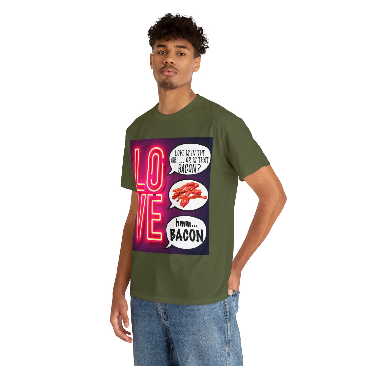 LOVE in in the AIR... or is that BACON? - Unisex Heavy Cotton Tee