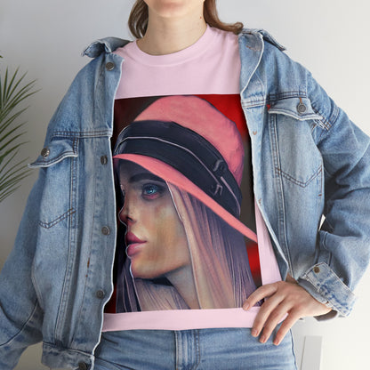 LADY IN PINK HAT - Airt on a Shirt  - Unisex Heavy Cotton Tee - AUS