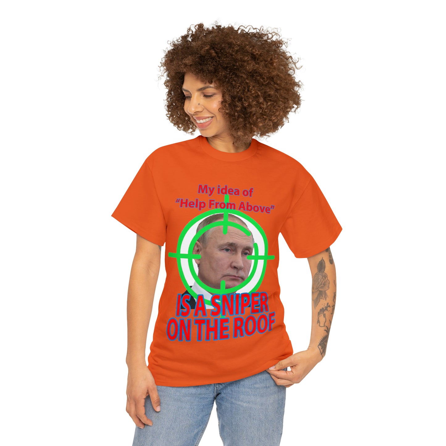 Help from Above SNIPER ON THE ROOF - Funny Unisex Heavy Cotton Tee - AUS