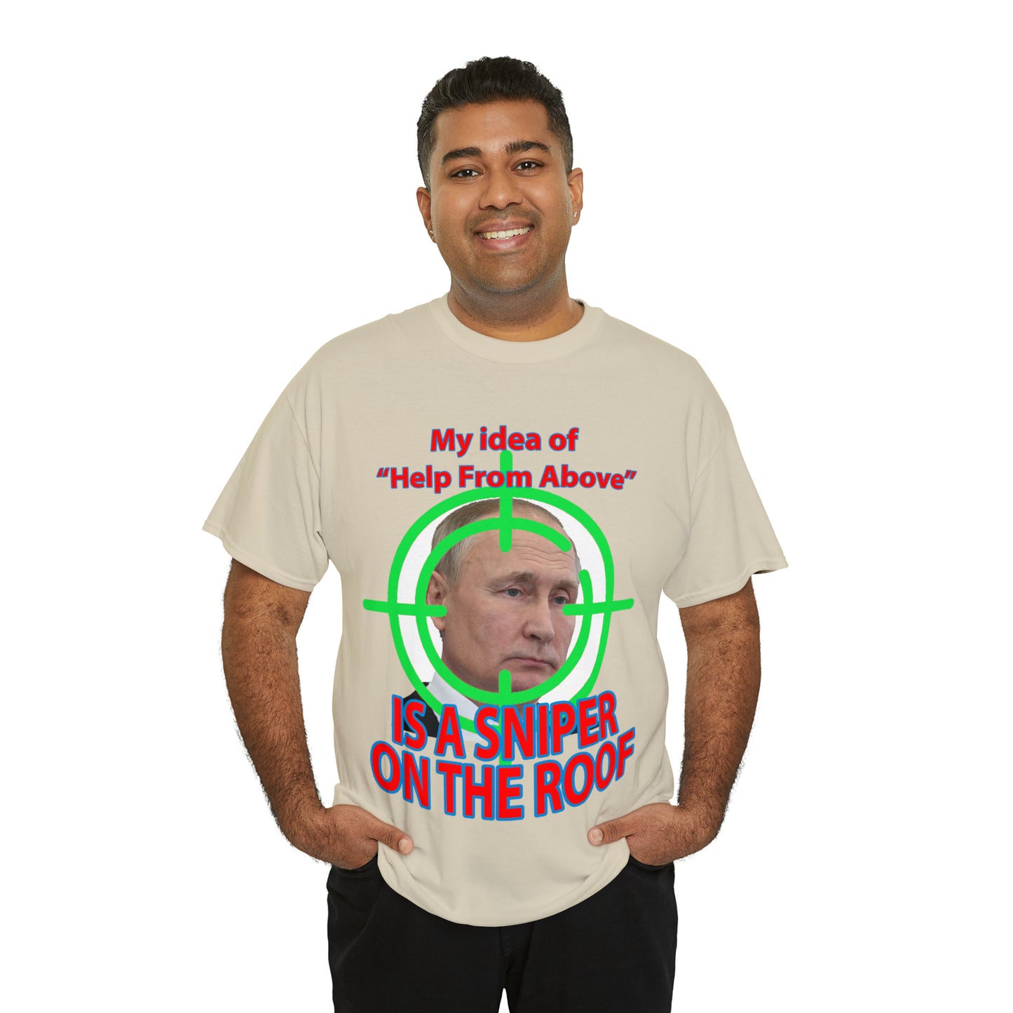 Help from Above SNIPER ON THE ROOF - Funny Unisex Heavy Cotton Tee - AUS