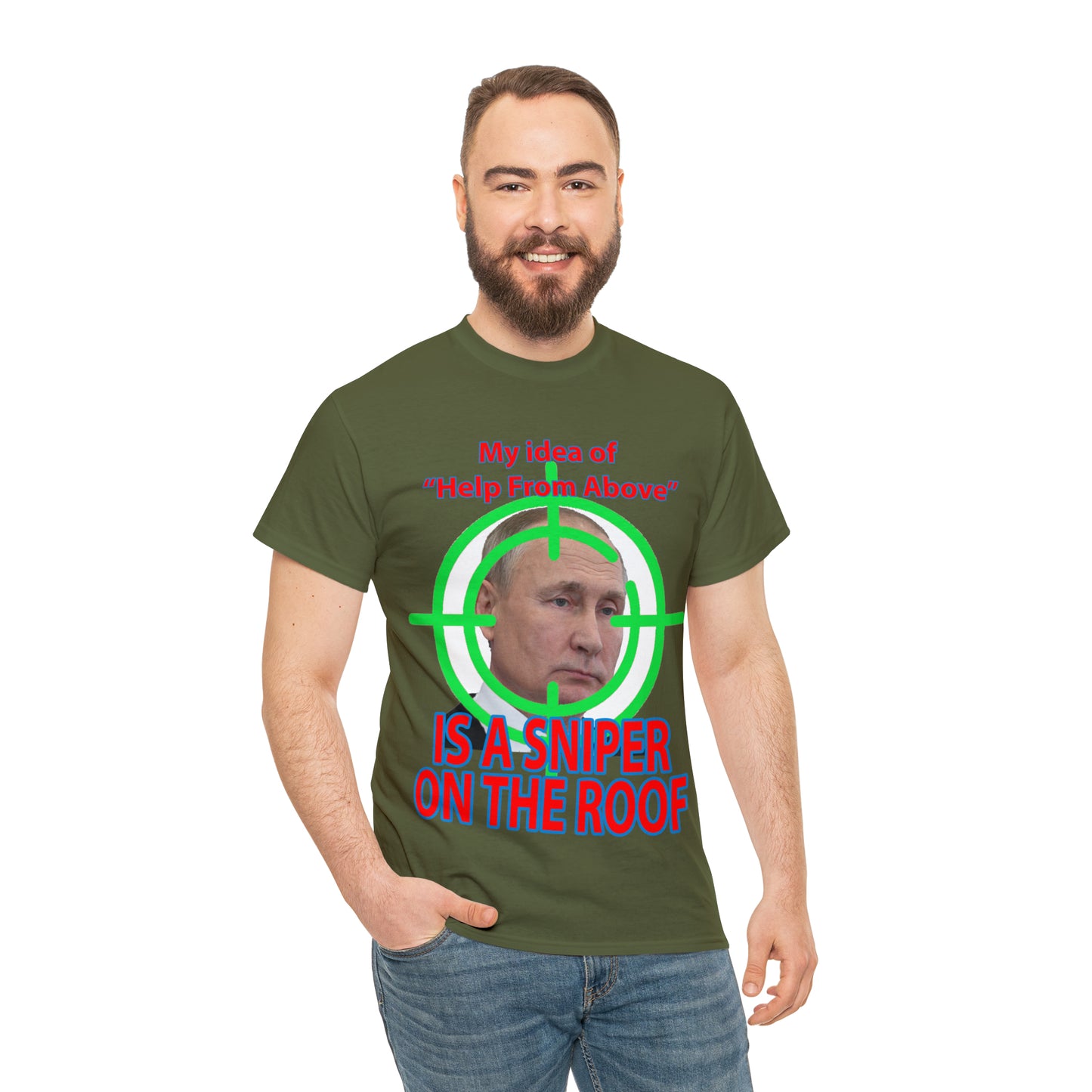 Help from Above SNIPER ON THE ROOF - Funny Unisex Heavy Cotton Tee - AUS