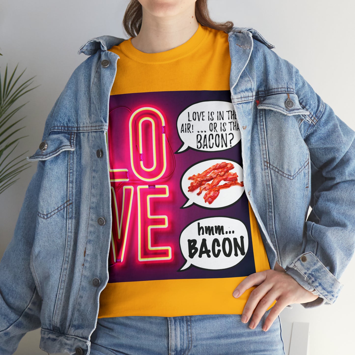 LOVE in in the AIR... or is that BACON? - Unisex Heavy Cotton Tee