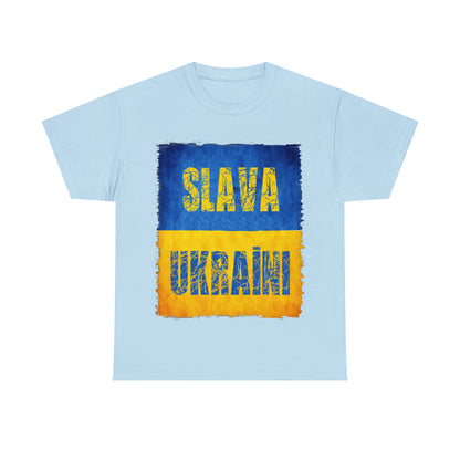 "SLAVA UKRAINI" FLAG - Unisex Heavy Cotton Tee