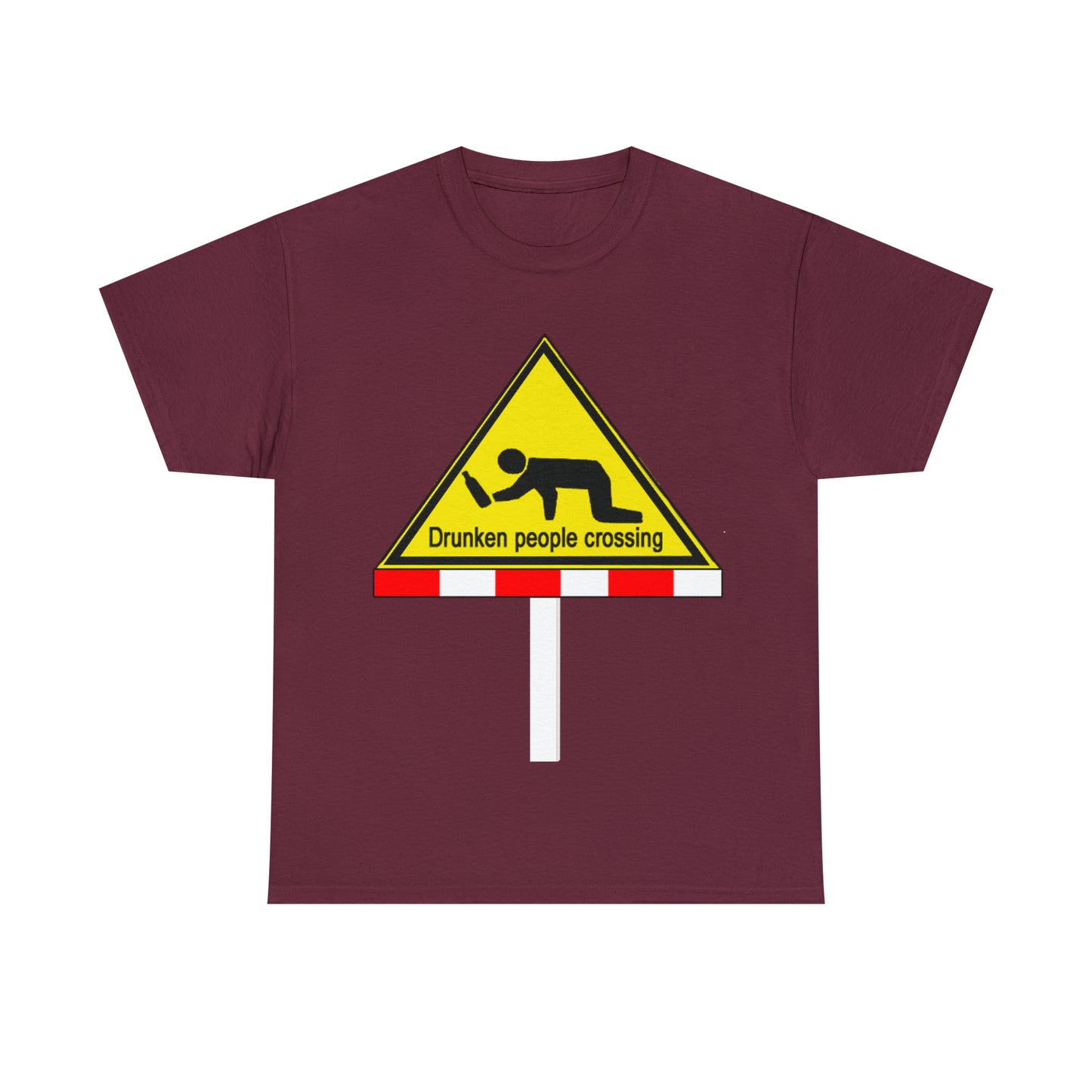 DRU**** PEOPLE CROSSING FUNNY SIGN T-SHIRT - Unisex Heavy Cotton Tee - AUS
