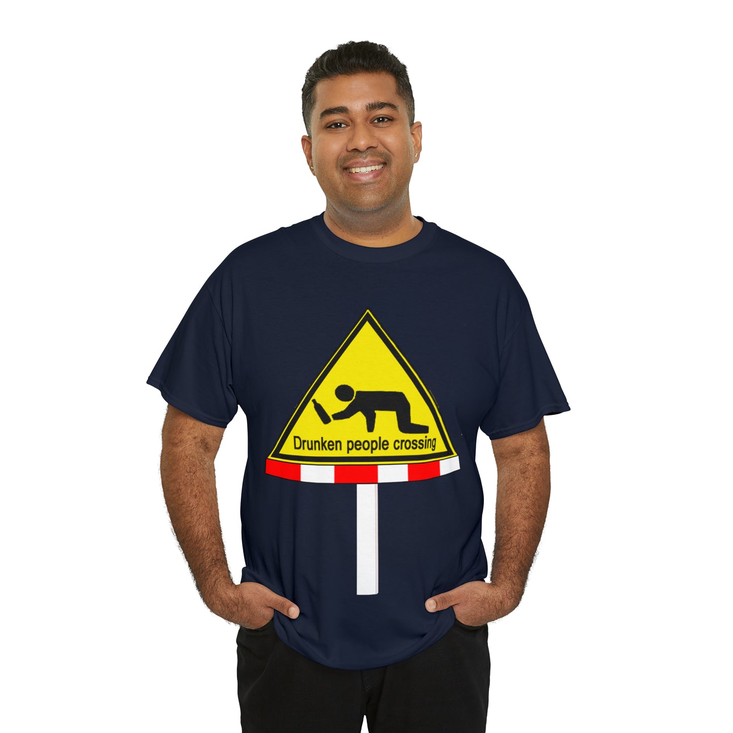 DRU**** PEOPLE CROSSING FUNNY SIGN T-SHIRT - Unisex Heavy Cotton Tee - AUS