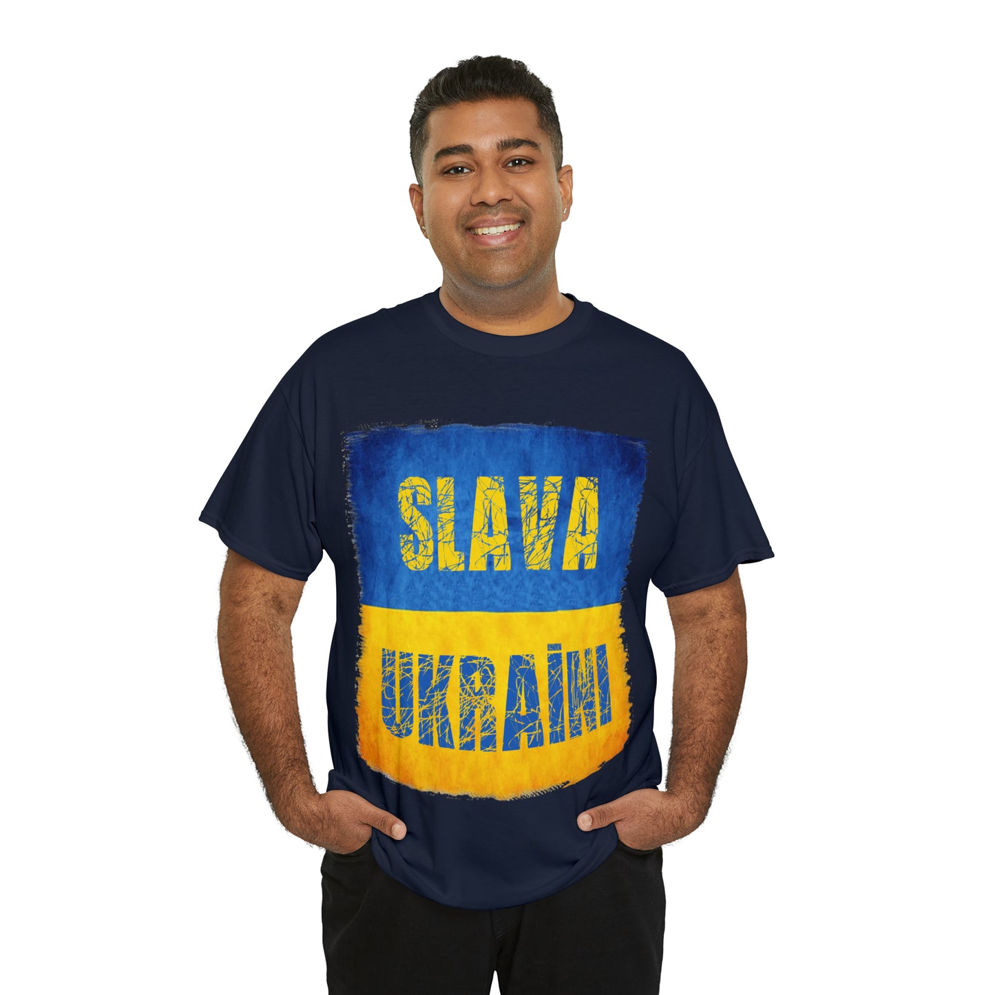 "SLAVA UKRAINI" FLAG - Unisex Heavy Cotton Tee