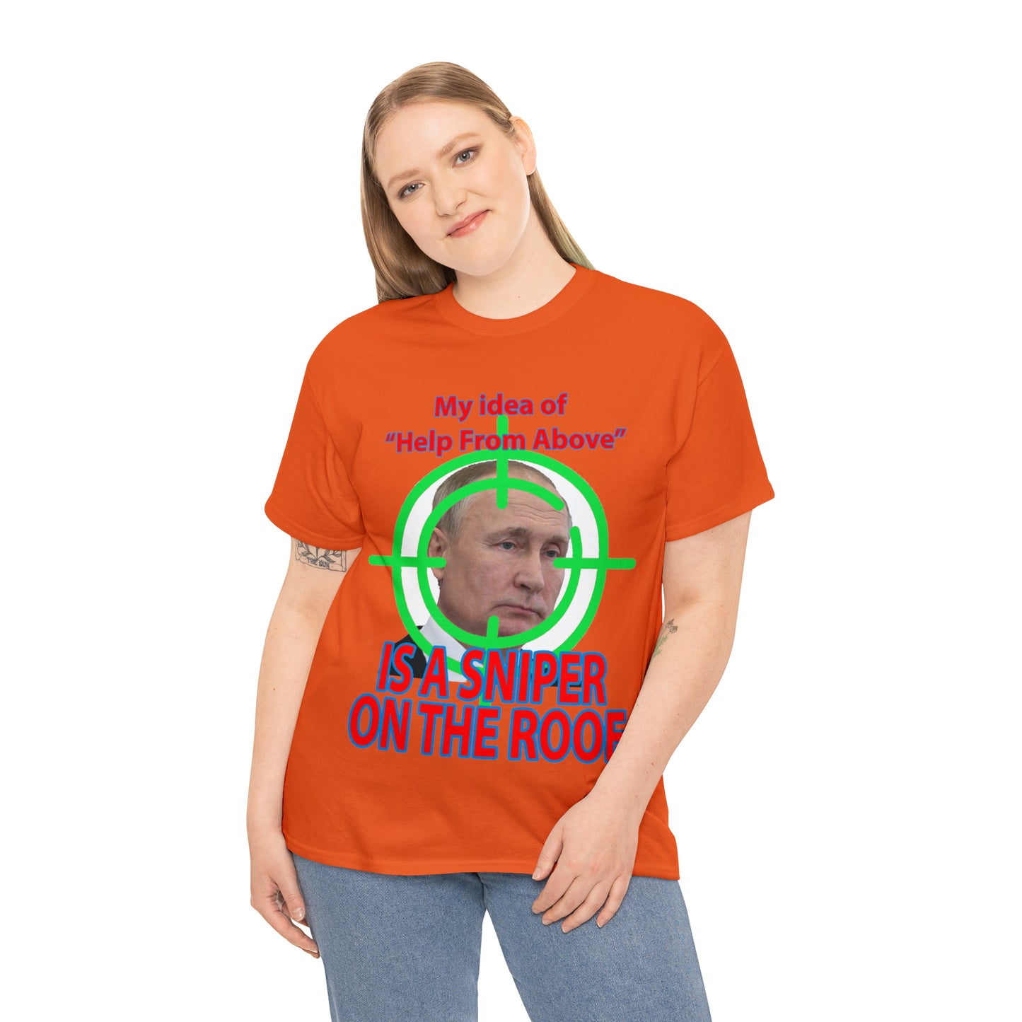 Help from Above SNIPER ON THE ROOF - Funny Unisex Heavy Cotton Tee - AUS