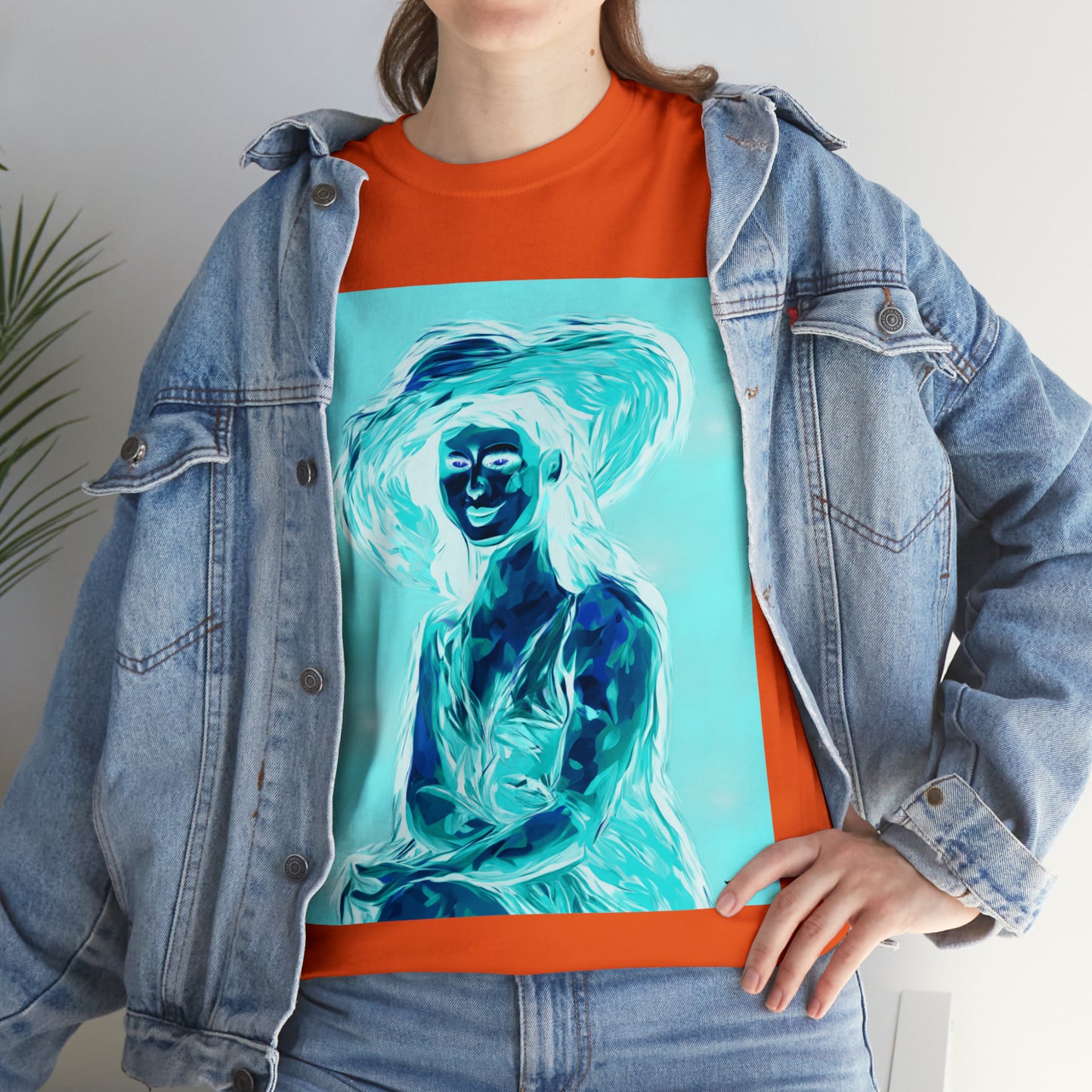 LADY IN SUN HAT (an Inversion in Red) - Airt on a Shirt  - Unisex Heavy Cotton Tee - AUS