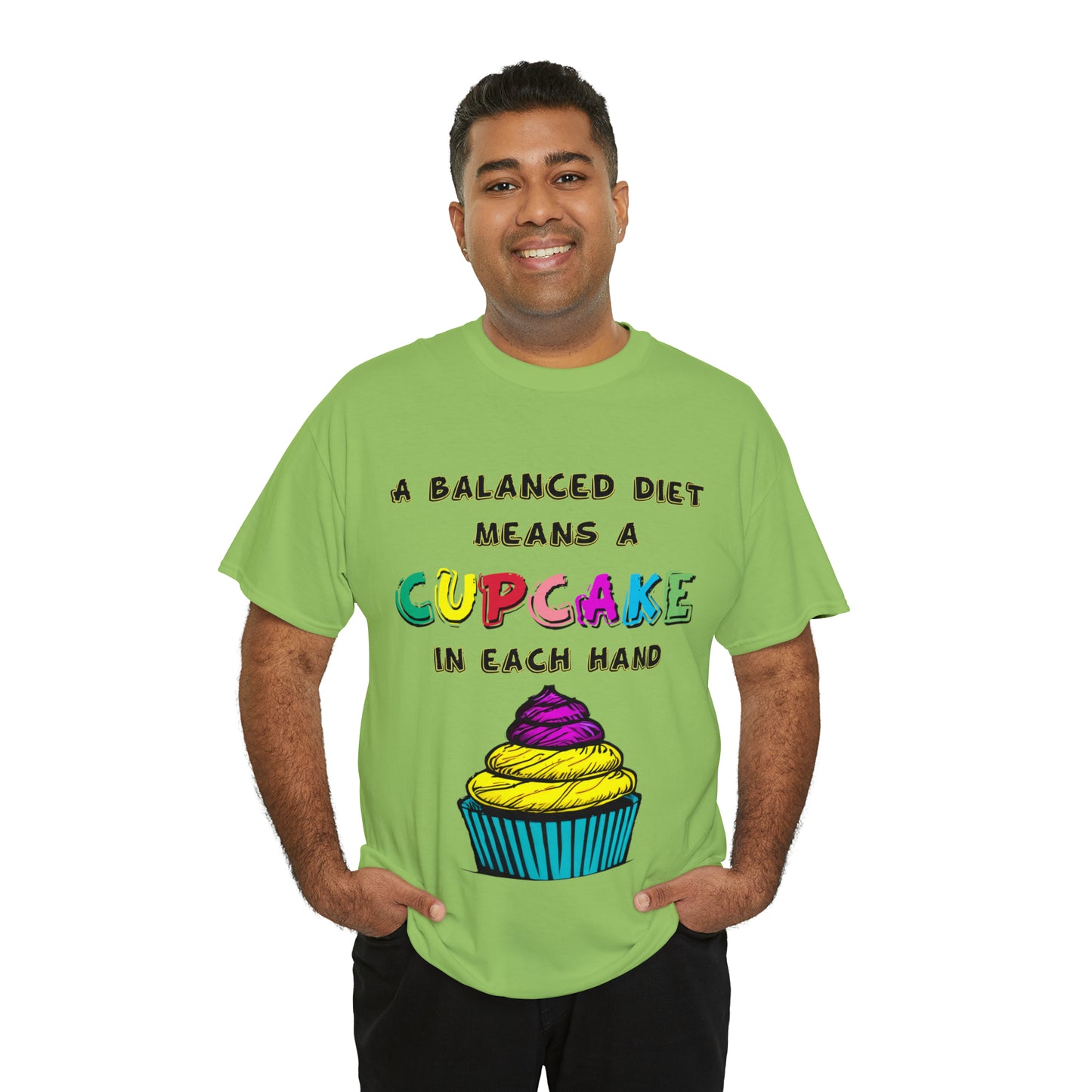 A Balanced Life is a CUPCAKE in Each Hand...  - Unisex Heavy Cotton Tee - AUS