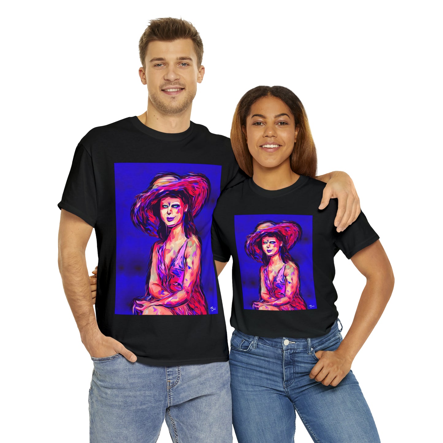 LADY IN SUN HAT - Airt on a Shirt  - Unisex Heavy Cotton Tee - AUS