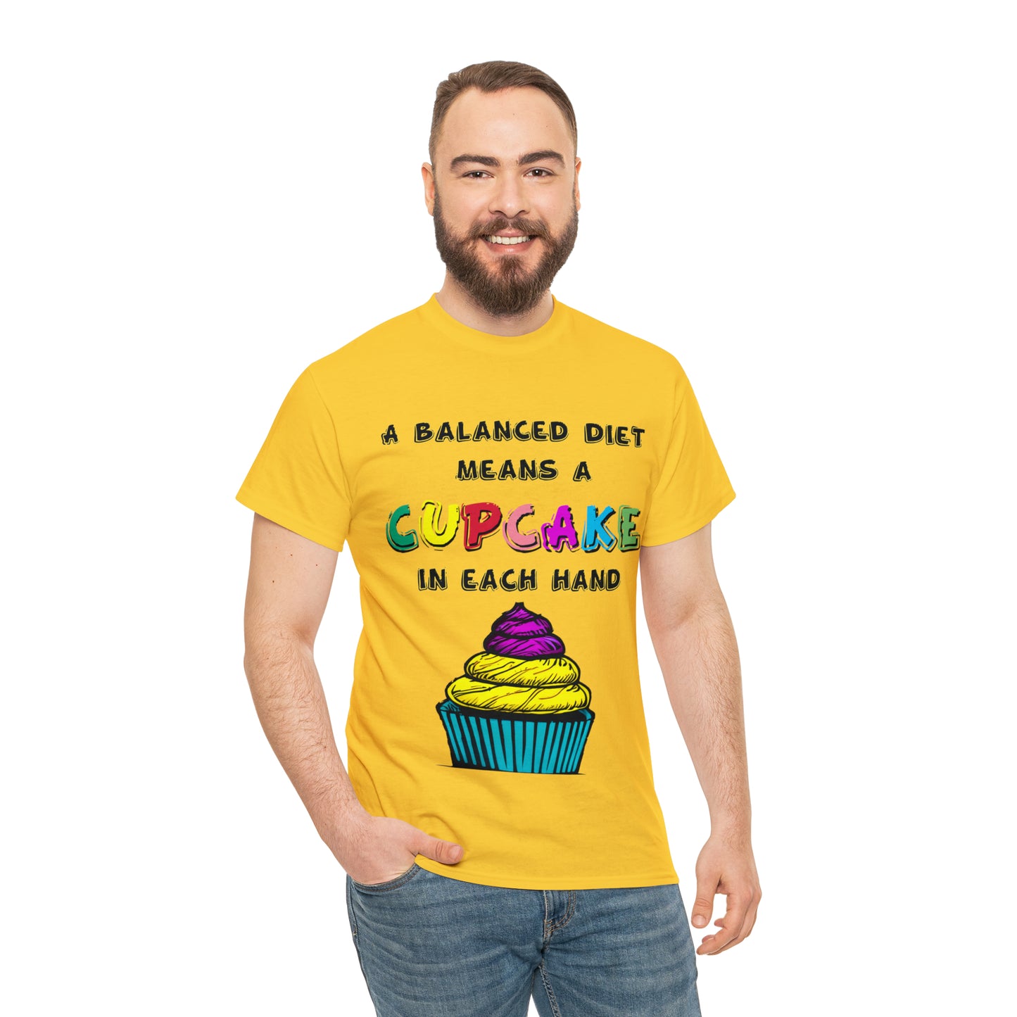 A Balanced Life is a CUPCAKE in Each Hand...  - Unisex Heavy Cotton Tee - AUS