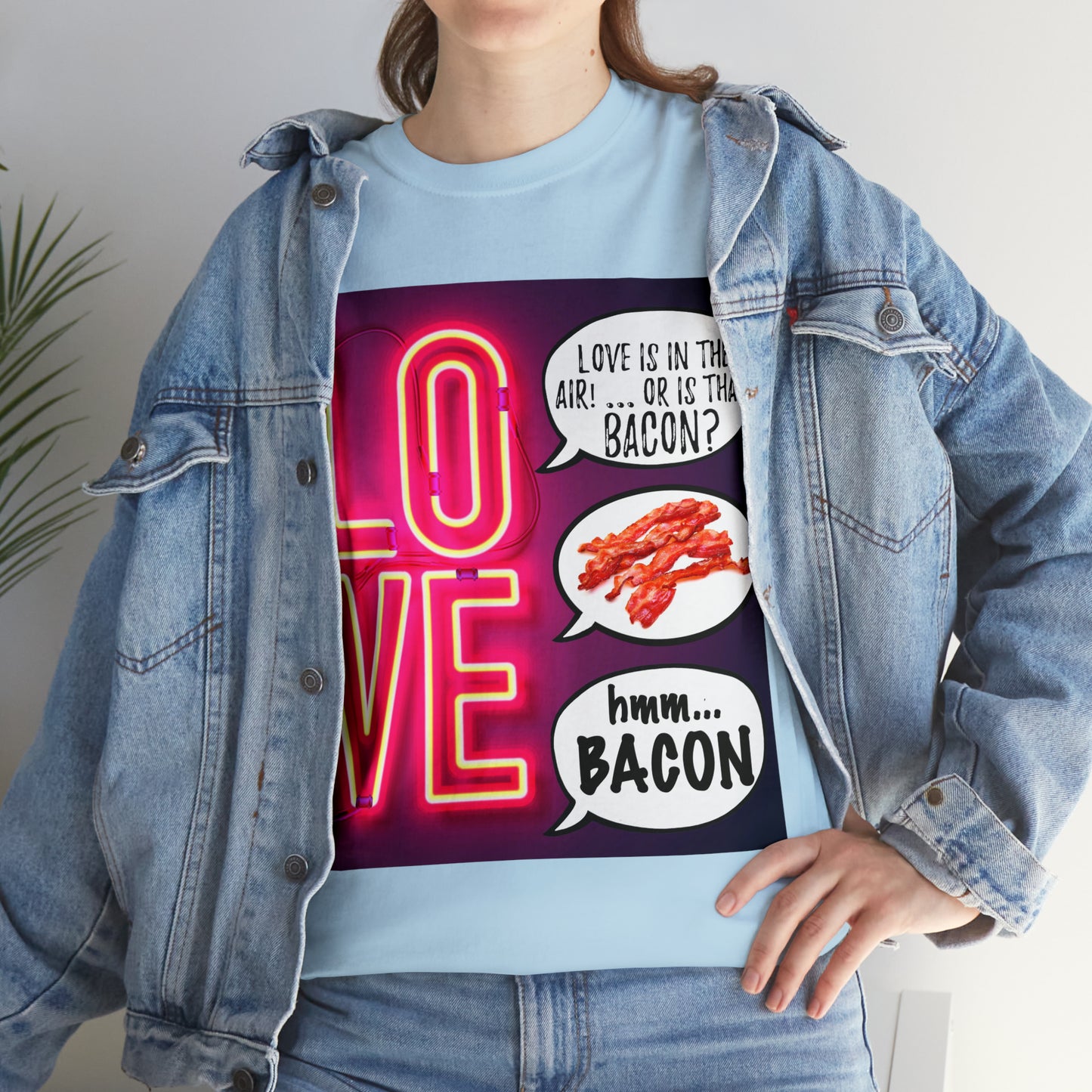 LOVE in in the AIR... or is that BACON? - Unisex Heavy Cotton Tee