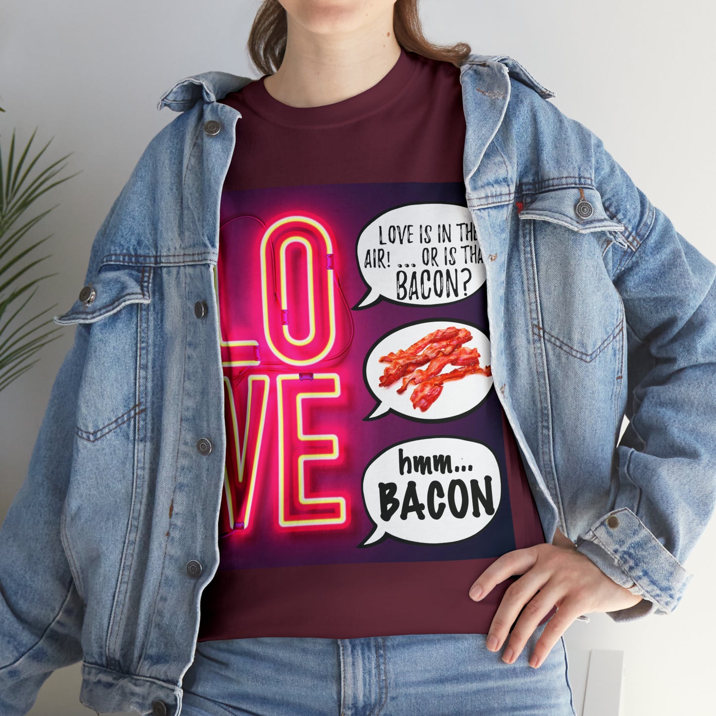 LOVE in in the AIR... or is that BACON? - Unisex Heavy Cotton Tee