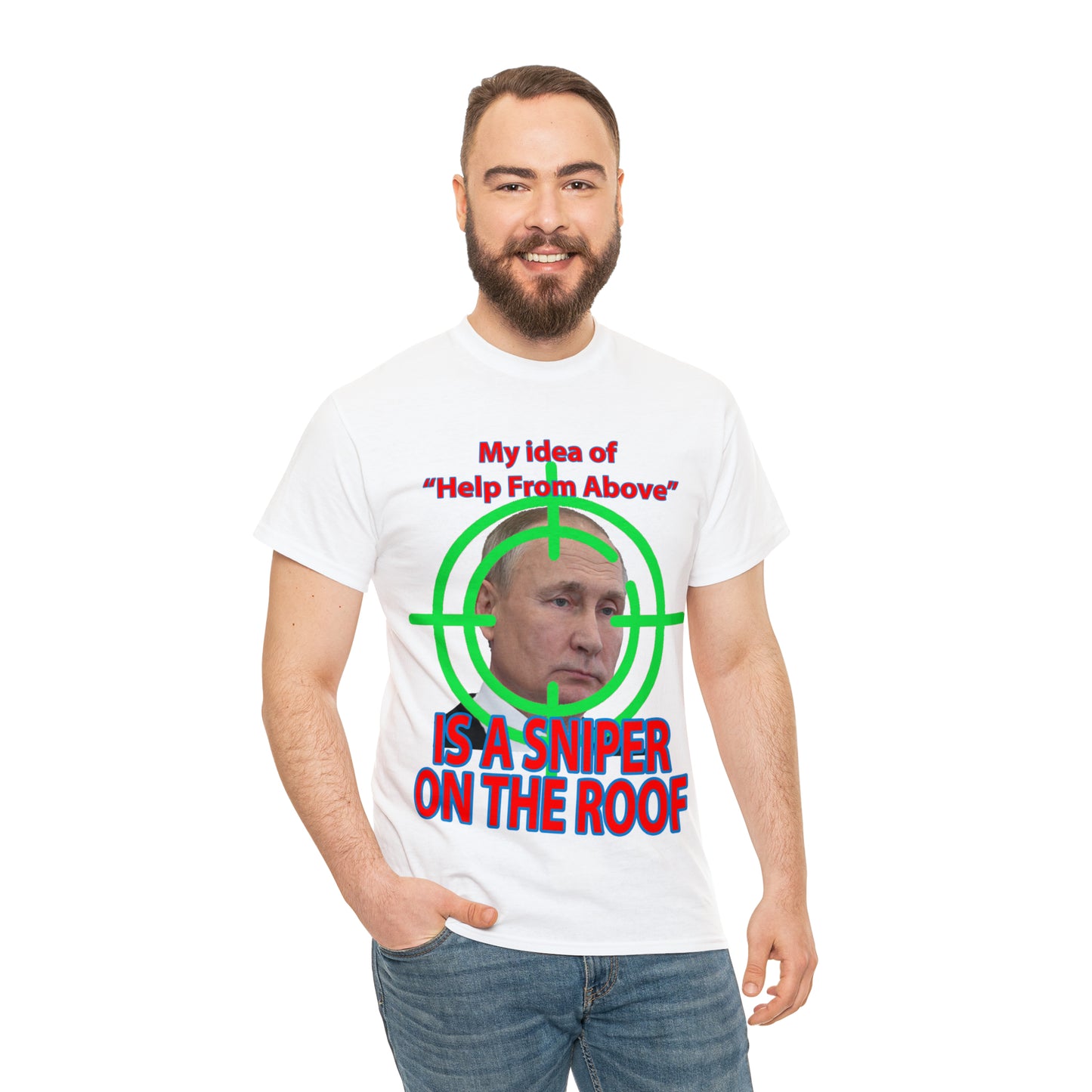 Help from Above SNIPER ON THE ROOF - Funny Unisex Heavy Cotton Tee - AUS