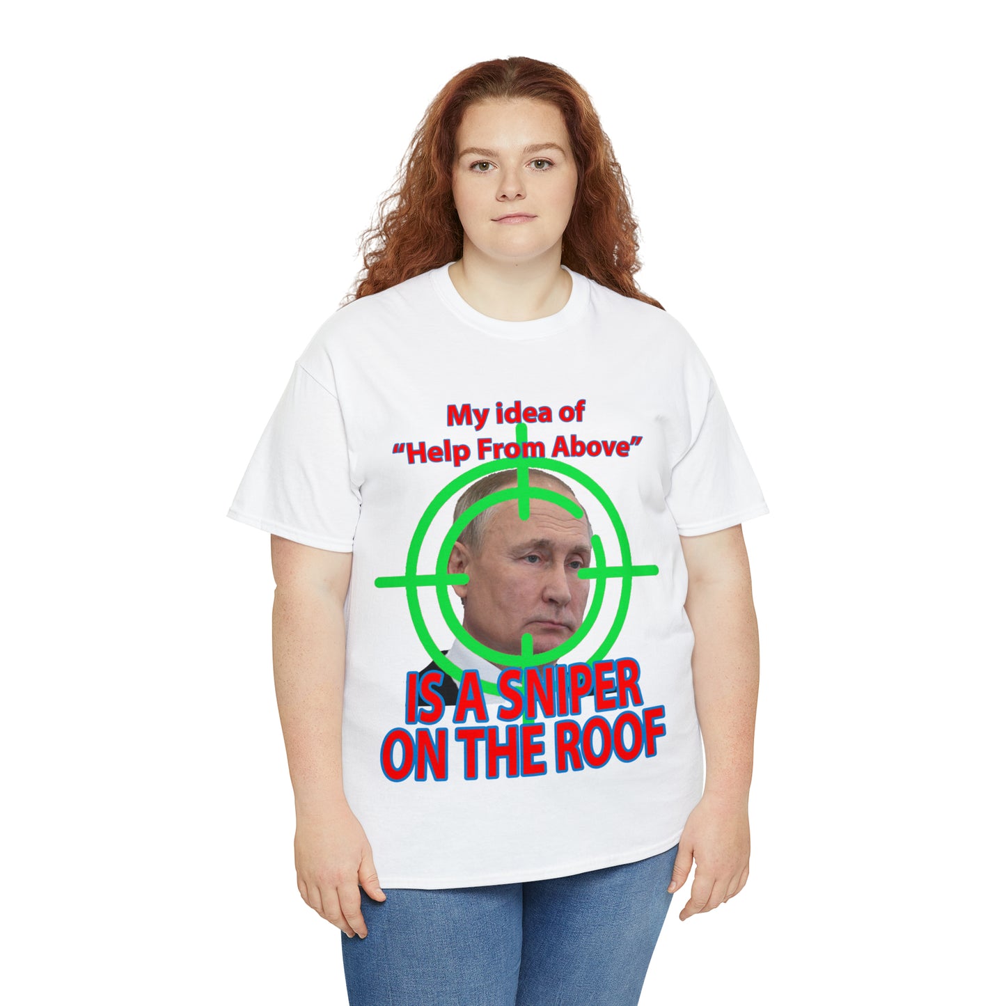 Help from Above SNIPER ON THE ROOF - Funny Unisex Heavy Cotton Tee - AUS