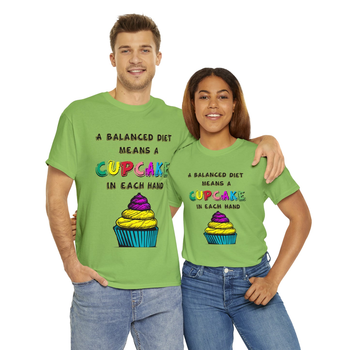 A Balanced Life is a CUPCAKE in Each Hand...  - Unisex Heavy Cotton Tee - AUS