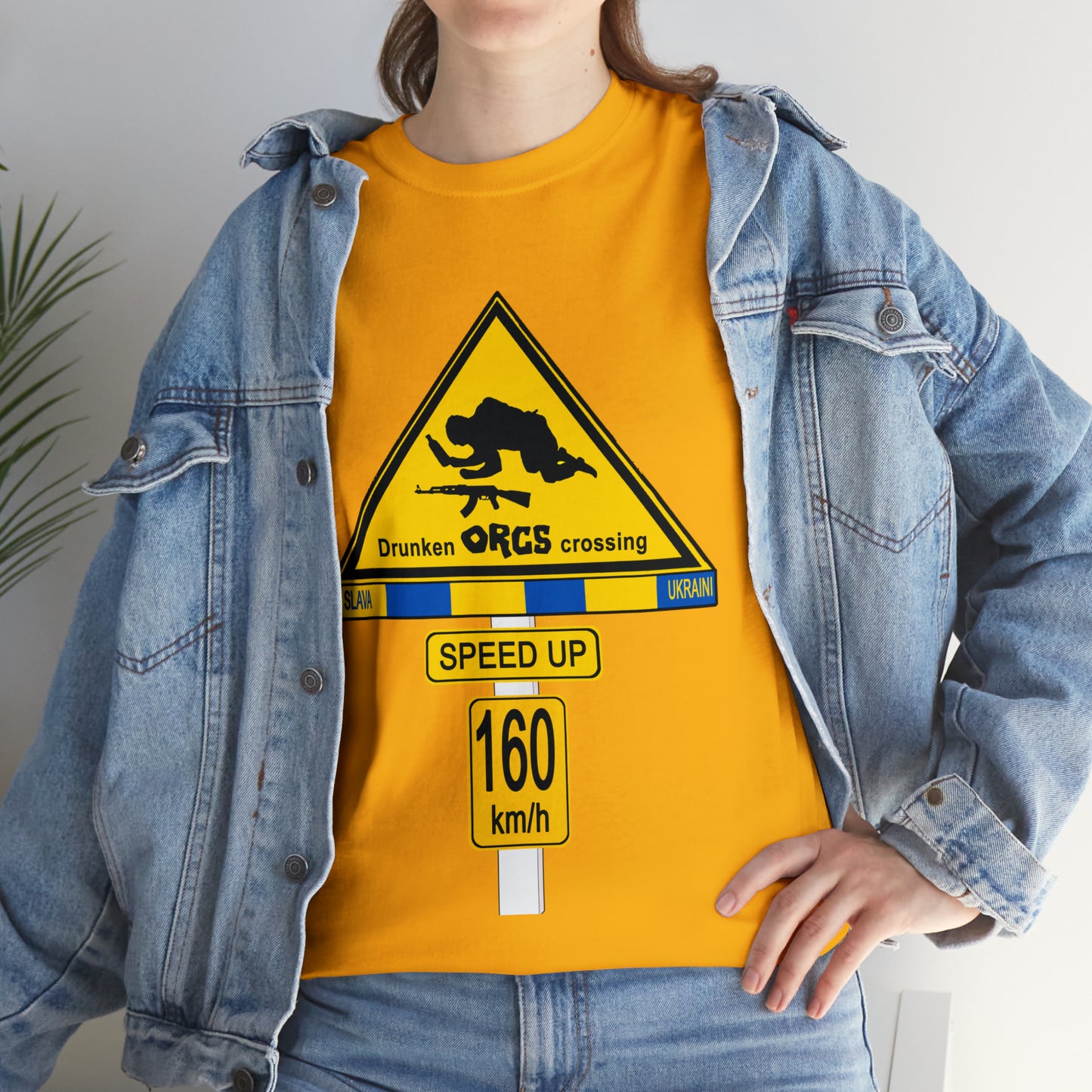 DRU**** ORCS CROSSING UKRAINE SUPPORTER T-SHIRT - Unisex Heavy Cotton Tee - AUS