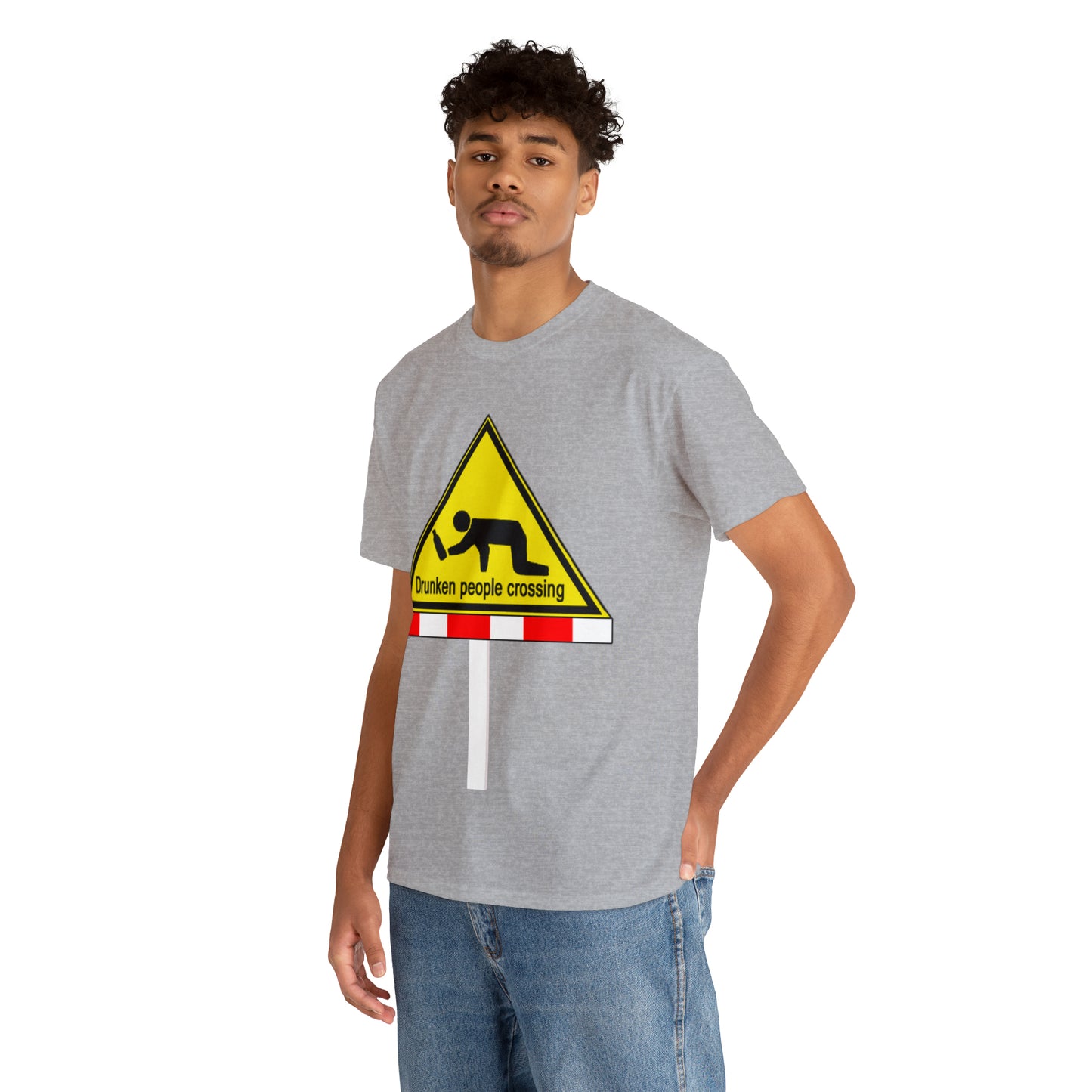 DRU**** PEOPLE CROSSING FUNNY SIGN T-SHIRT - Unisex Heavy Cotton Tee - AUS
