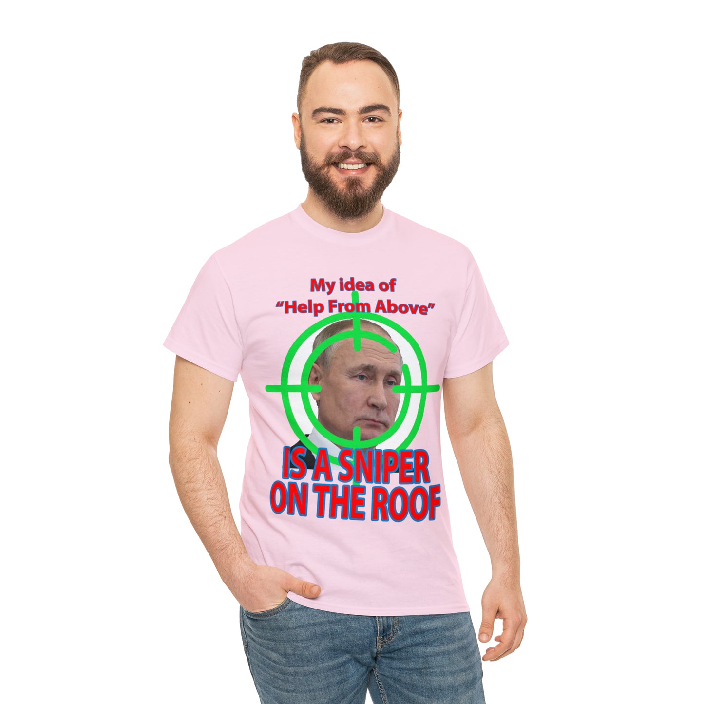 Help from Above SNIPER ON THE ROOF - Funny Unisex Heavy Cotton Tee - USA