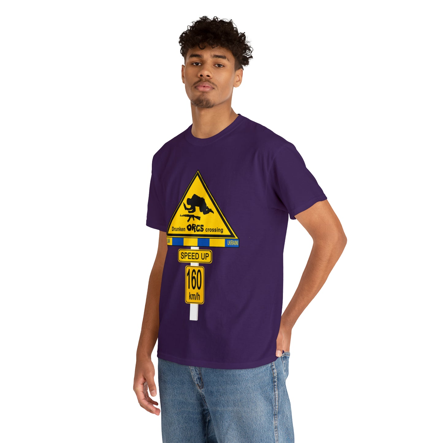 DRU**** ORCS CROSSING UKRAINE SUPPORTER T-SHIRT - Unisex Heavy Cotton Tee - AUS