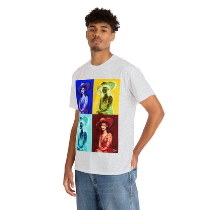 LADY IN SUN HAT (a Warhol Interpretation) - Airt on a Shirt  - Unisex Heavy Cotton Tee - AUS