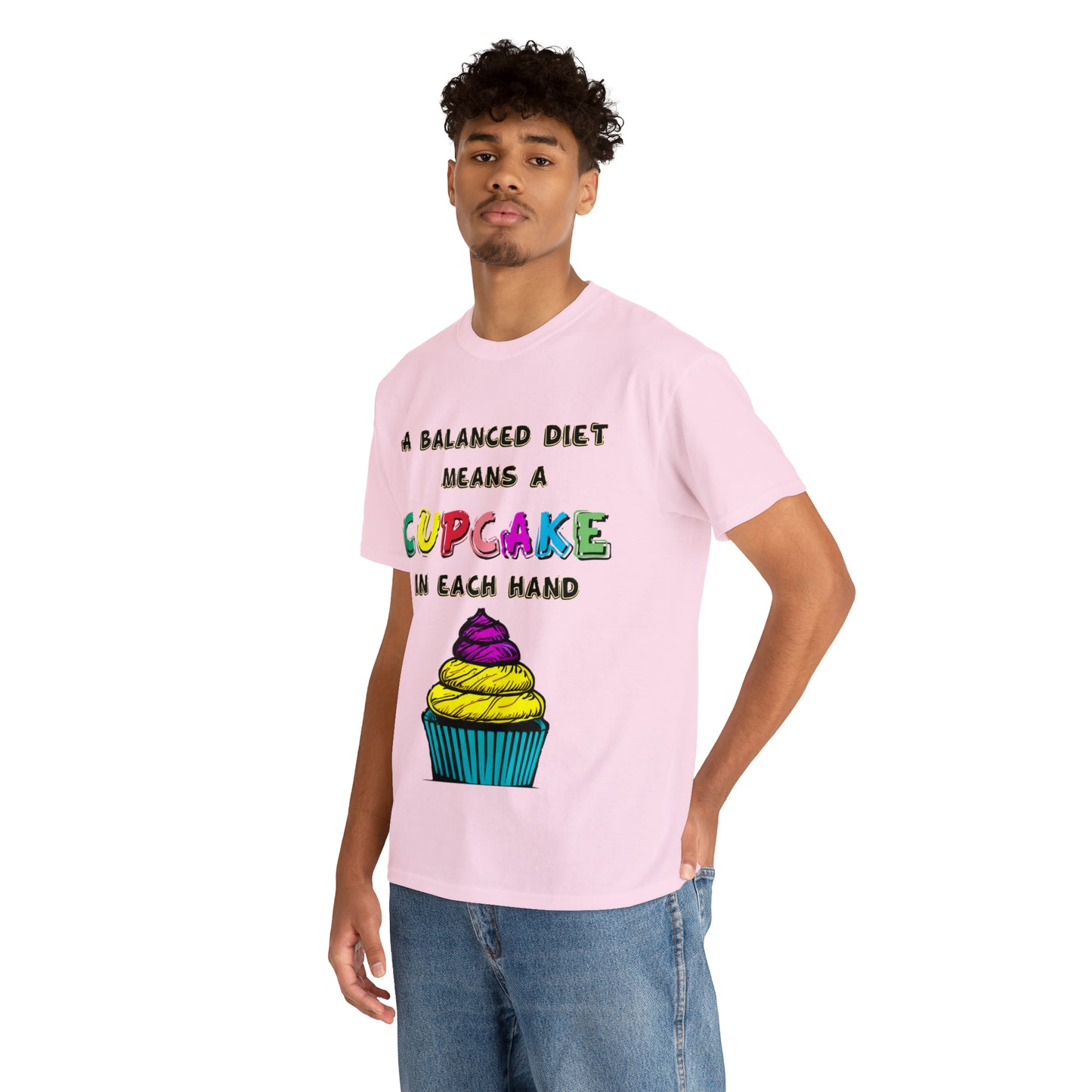 A Balanced Life is a CUPCAKE in Each Hand...  - Unisex Heavy Cotton Tee - AUS