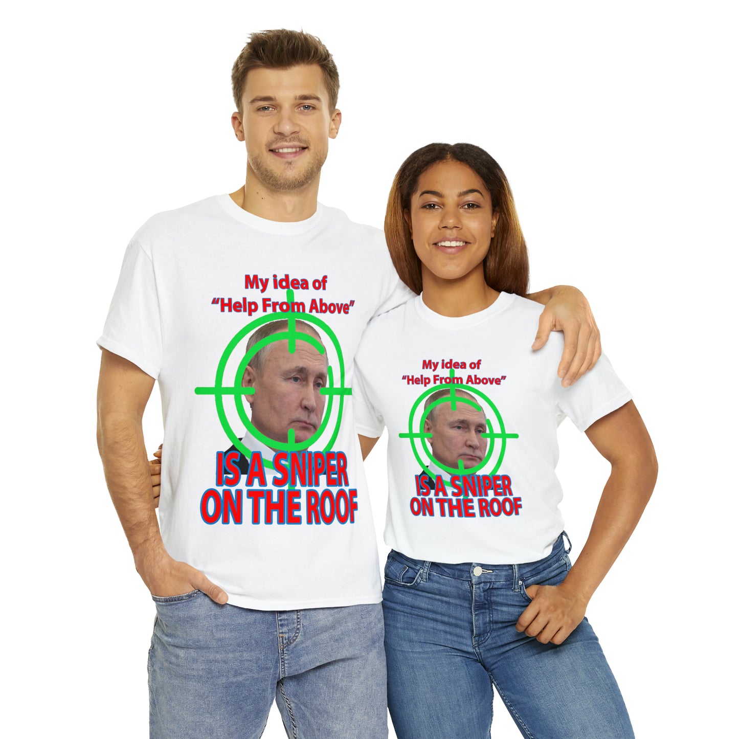 Help from Above SNIPER ON THE ROOF - Funny Unisex Heavy Cotton Tee - AUS