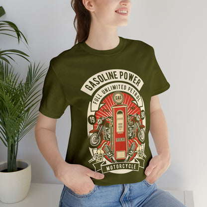 GASOLINE POWER Motorcycle - Unisex Jersey Short Sleeve Tee