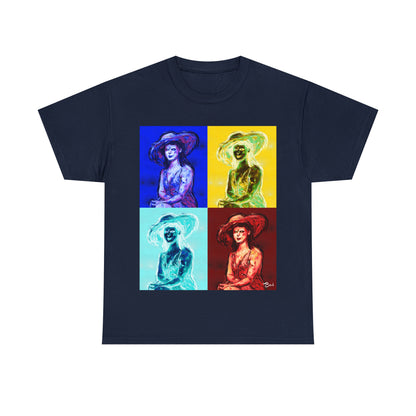 LADY IN SUN HAT (a Warhol Interpretation) - Airt on a Shirt  - Unisex Heavy Cotton Tee - AUS