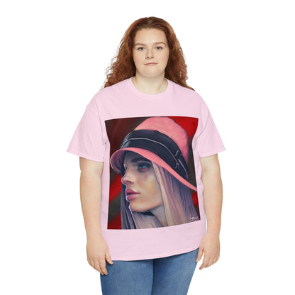 LADY IN PINK HAT - Airt on a Shirt  - Unisex Heavy Cotton Tee - AUS