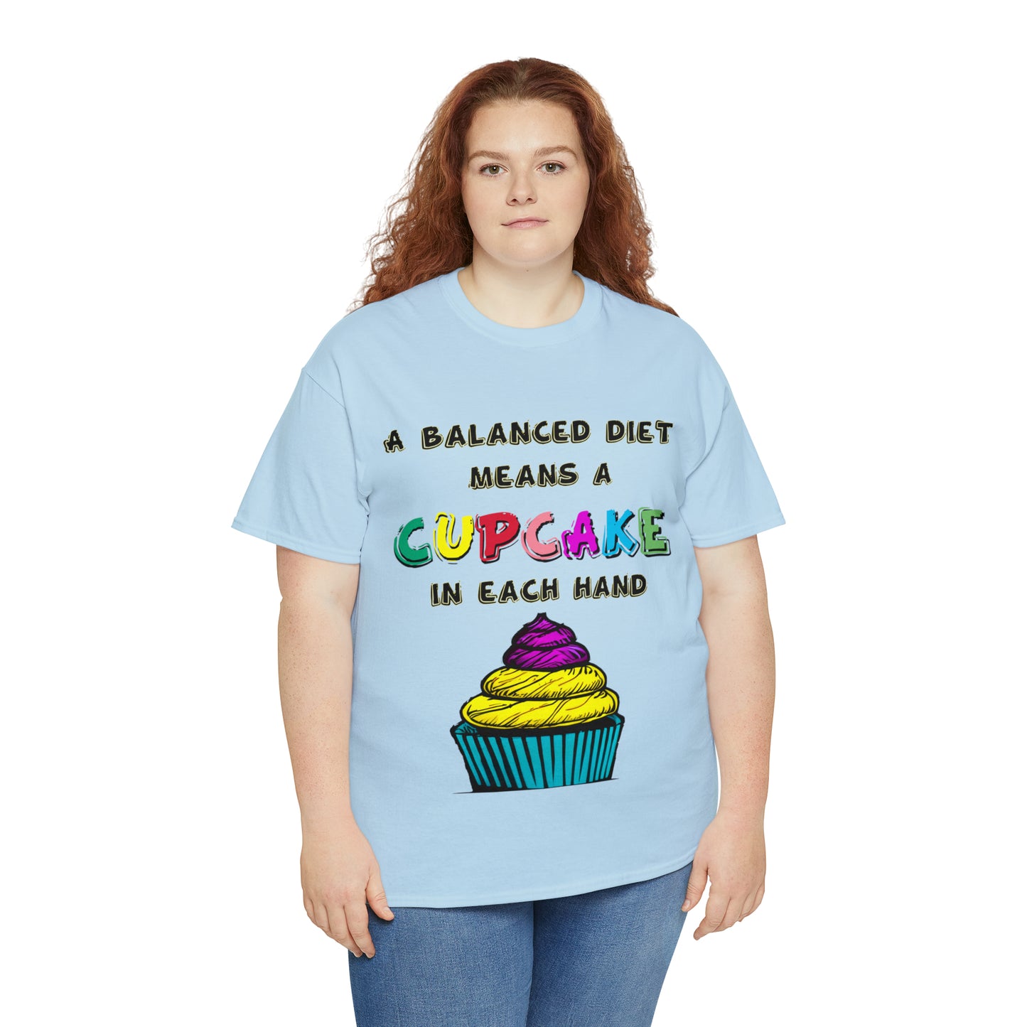 A Balanced Life is a CUPCAKE in Each Hand...  - Unisex Heavy Cotton Tee - AUS