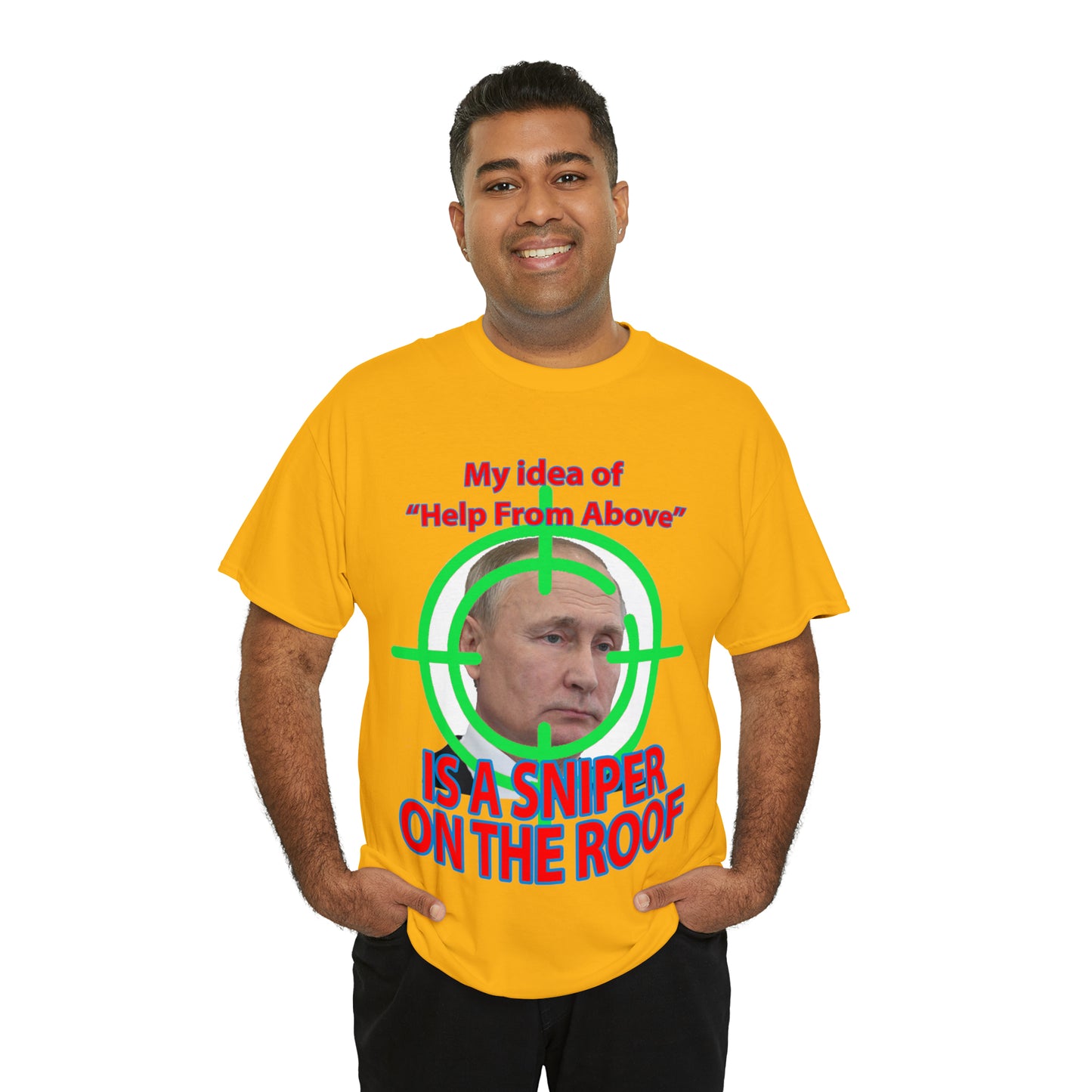 Help from Above SNIPER ON THE ROOF - Funny Unisex Heavy Cotton Tee - AUS