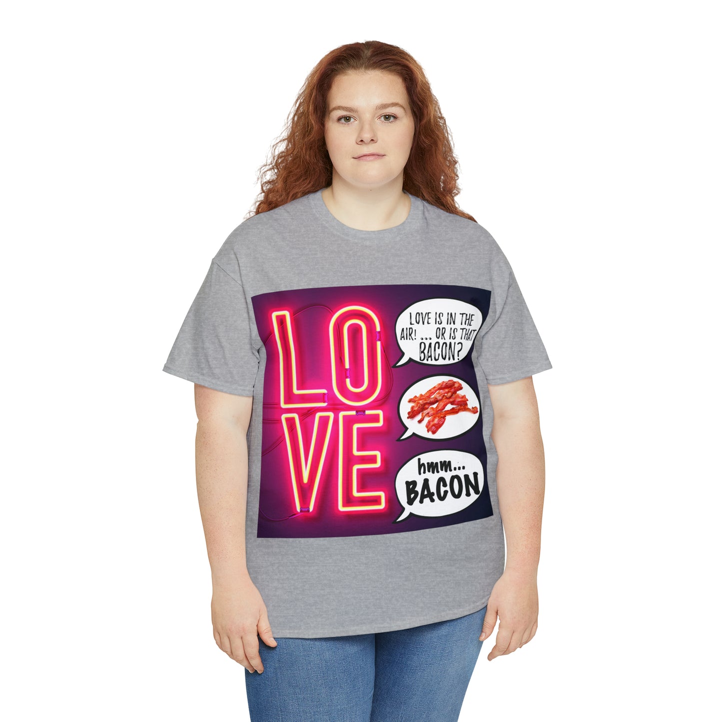 LOVE in in the AIR... or is that BACON? - Unisex Heavy Cotton Tee