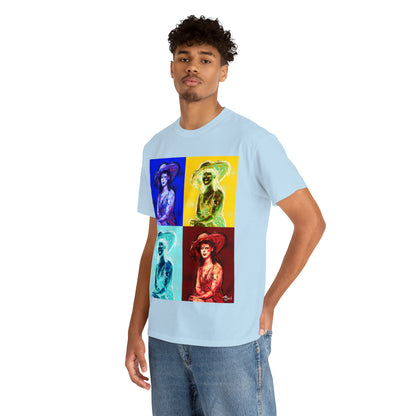 LADY IN SUN HAT (a Warhol Interpretation) - Airt on a Shirt  - Unisex Heavy Cotton Tee - AUS