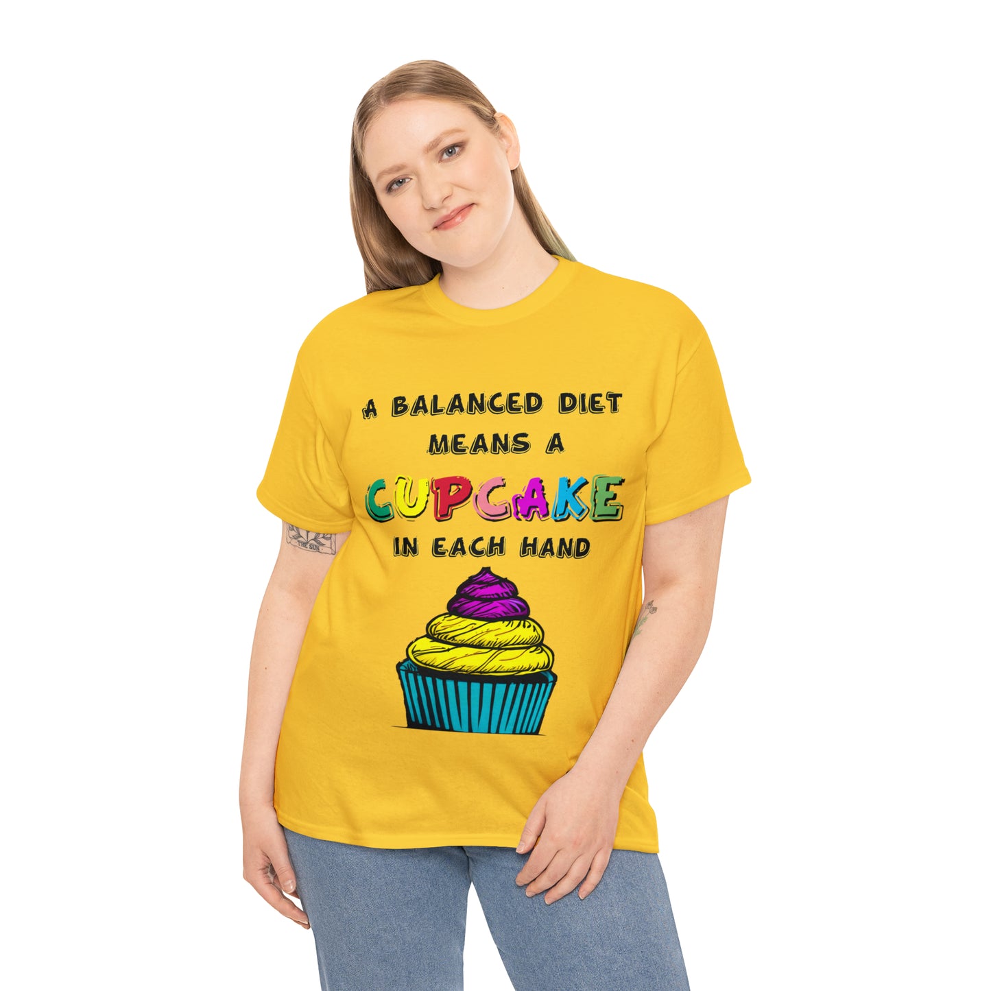 A Balanced Life is a CUPCAKE in Each Hand...  - Unisex Heavy Cotton Tee - AUS