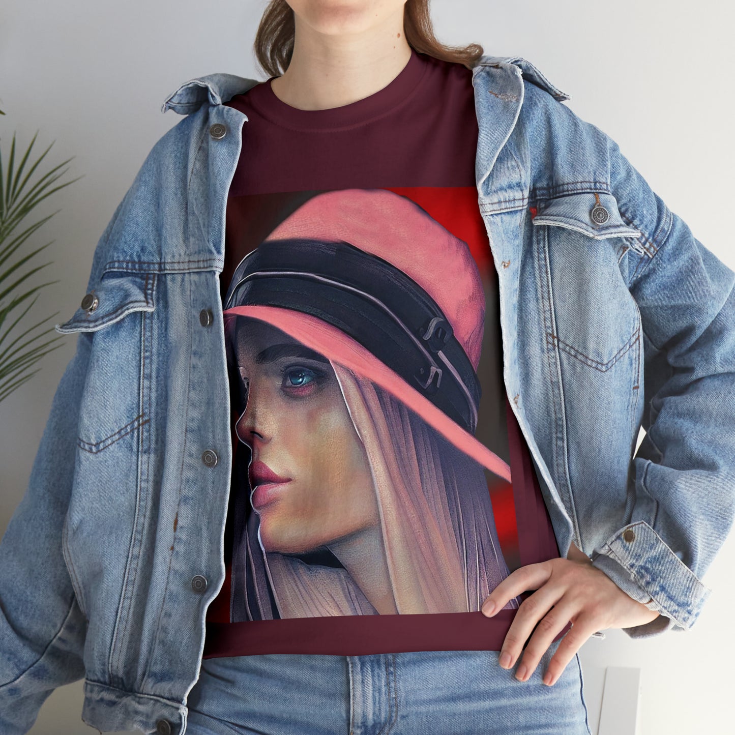 LADY IN PINK HAT - Airt on a Shirt  - Unisex Heavy Cotton Tee - AUS