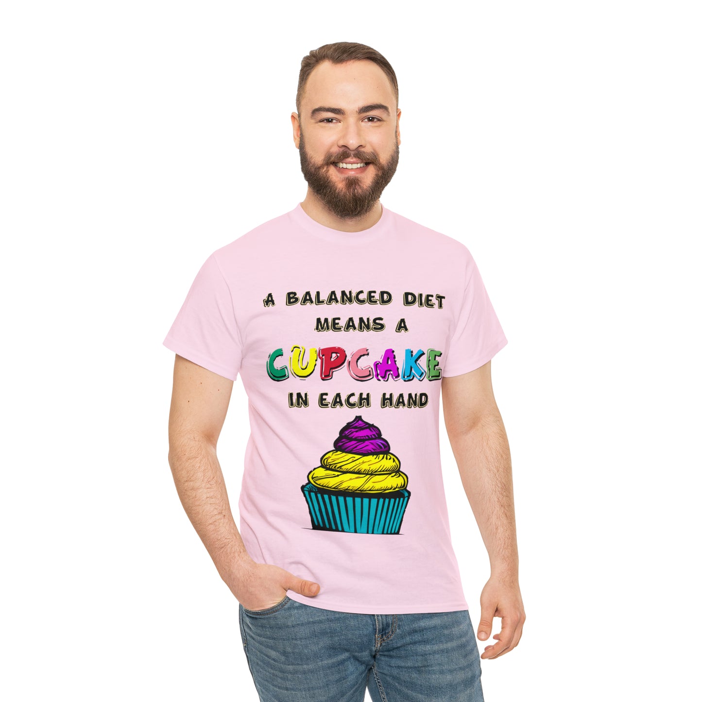 A Balanced Life is a CUPCAKE in Each Hand...  - Unisex Heavy Cotton Tee - AUS