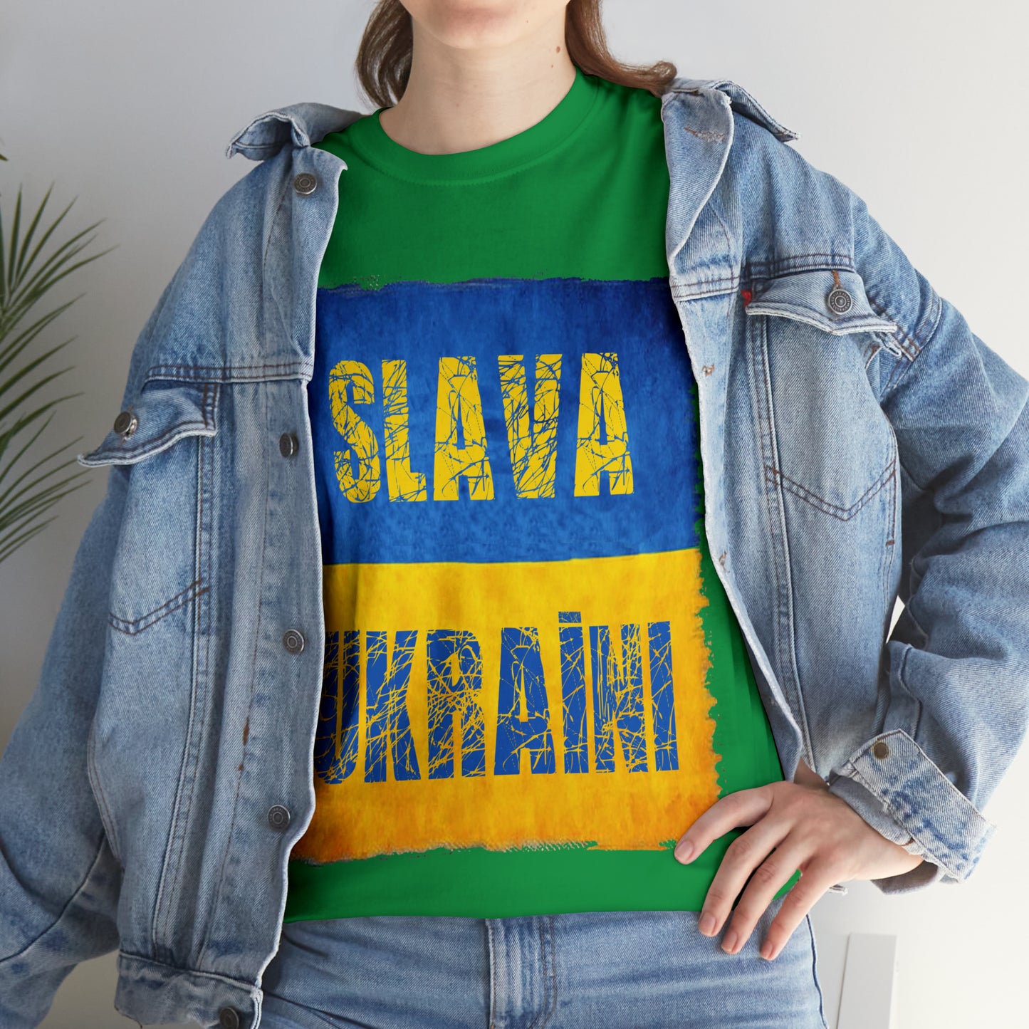 "SLAVA UKRAINI" FLAG - Unisex Heavy Cotton Tee