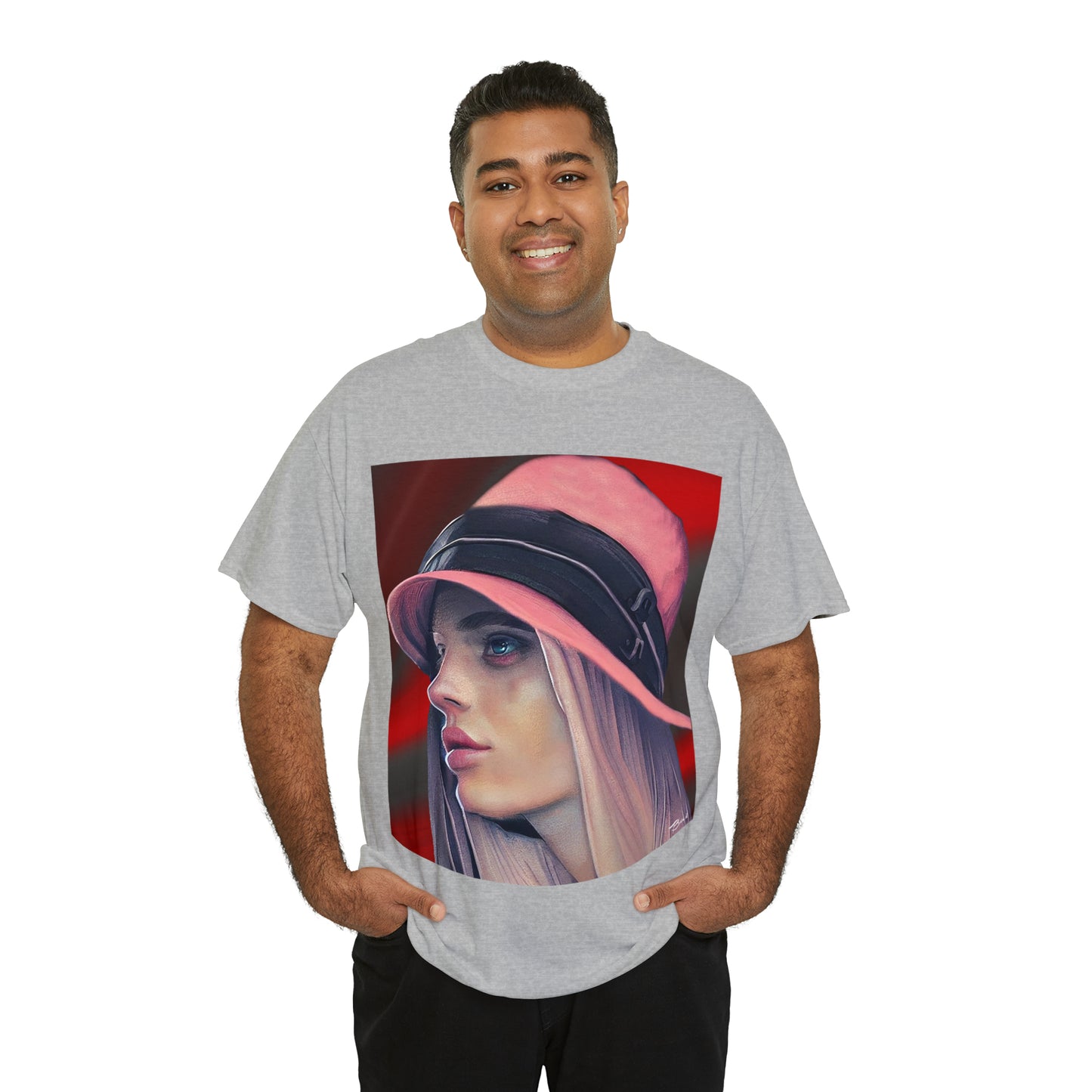 LADY IN PINK HAT - Airt on a Shirt  - Unisex Heavy Cotton Tee - AUS